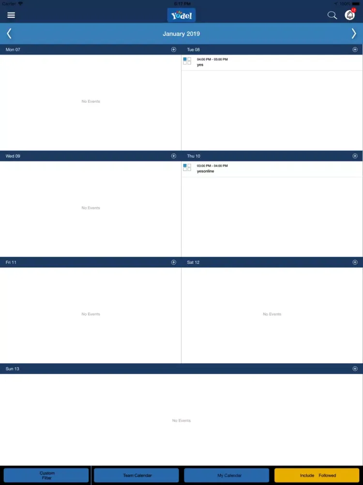 Yodel Community Calendar iPad  स्क्रीनशॉट